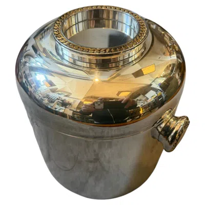 Pre-owned Cesa 1882 1970s Mid-century Modern Silver Plate And Brass Luxury Wine Cooler By