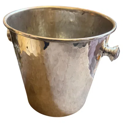 Pre-owned Cesa 1882 1970s Mid-century Modern Silver Plated Hammered Italian Wine Cooler In Brown
