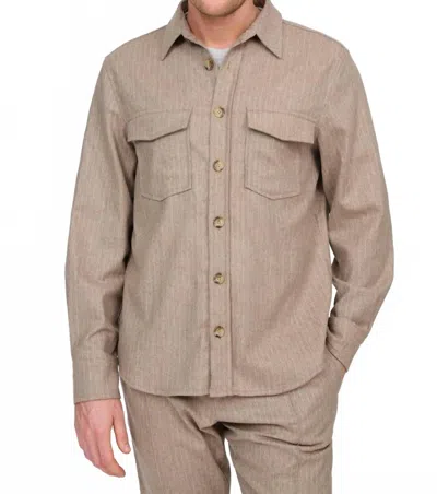 Cesar Casier Max Button Down Shirt In Camel In Brown