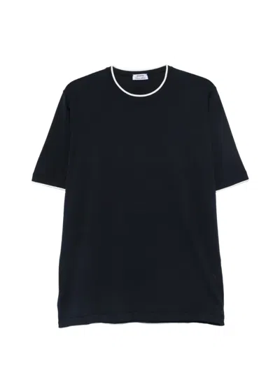 Cesare Attolini Contrast-trim T-shirt In Blue