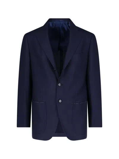 CESARE ATTOLINI CESARE ATTOLINI LARDINI SINGLE-BREASTED BLAZER – NAVY