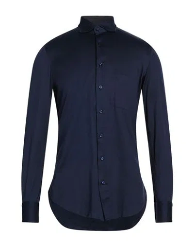Cesare Attolini Man Shirt Midnight Blue Size 17 Cotton