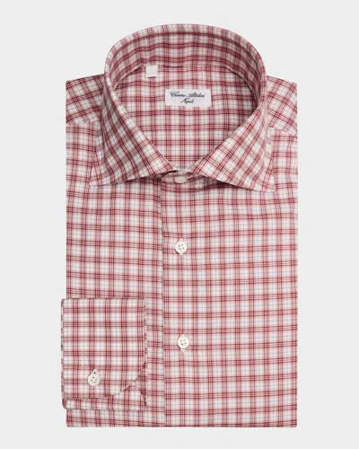 Cesare Attolini Men & Apos;s Cotton Petite-plaid Sport Shirt In Red