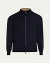 Cesare Attolini Men's Cashmere And Silk Full-zip Sweater In Black