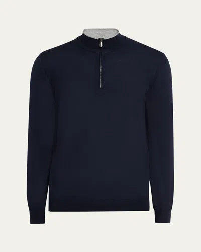 Cesare Attolini Men's Cashmere And Silk Half-zip Sweater