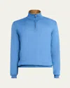 Cesare Attolini Men's Cashmere And Silk Half-zip Sweater In Blue