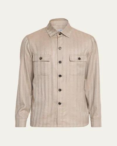 Cesare Attolini Men's Cashmere And Silk Herringbone Field Jacket In Brown