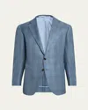 Cesare Attolini Men's Cashmere And Silk Large Plaid Sport Coat In Blue