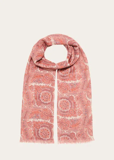 Cesare Attolini Men's Cashmere And Silk Paisley-print Scarf In Pink
