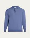Cesare Attolini Men's Cashmere And Silk Polo Sweater In Blue