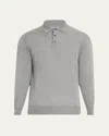 Cesare Attolini Men's Cashmere And Silk Polo Sweater In Gray