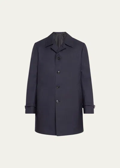 Cesare Attolini Men's Cashmere Button-front Raincoat In Blue