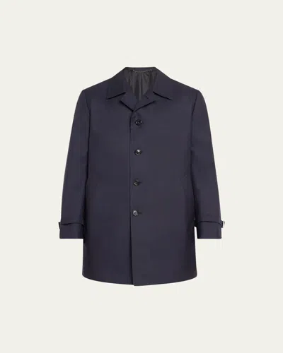 Cesare Attolini Men's Cashmere Button-front Raincoat In Navy