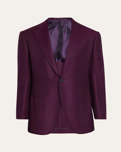 Cesare Attolini Men's Cashmere Diagonal-texture Single-breasted Sport Coat In Purple