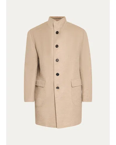 Cesare Attolini Men's Cashmere Flap-pocket Carcoat In Brown