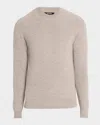 Cesare Attolini Men's Cashmere Melange Rib Crewneck Sweater In Brown