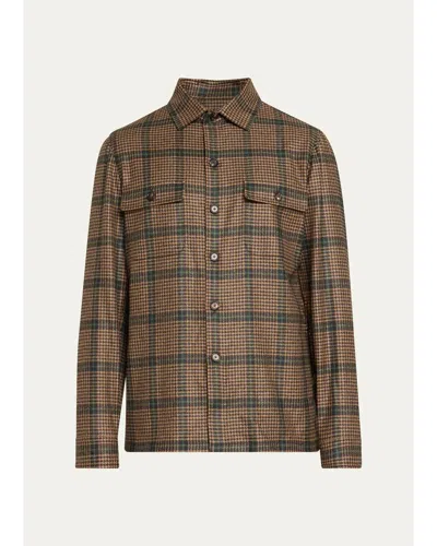Cesare Attolini Men's Cashmere Pied De Poule Overshirt In Multi