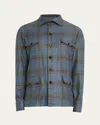 Cesare Attolini Men's Cashmere Plaid Flap-pocket Overshirt In Multi
