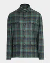 Cesare Attolini Men's Cashmere Plaid Four-pocket Overshirt In Green