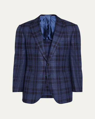 Cesare Attolini Men's Cashmere Plaid Single-breasted Sport Coat In Blue