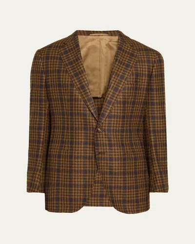 Cesare Attolini Men's Cashmere Plaid Single-breasted Sport Coat In Brown