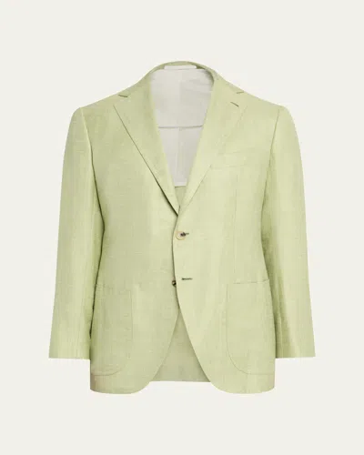 Cesare Attolini Men's Cashmere, Silk And Linen Single-breasted Sport Coat In Green