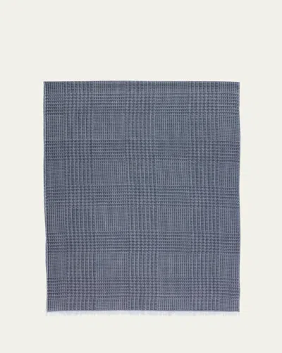Cesare Attolini Men's Cashmere Tonal Check Scarf In Blue