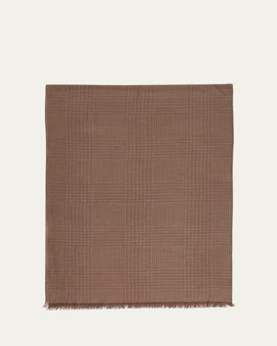 Cesare Attolini Men's Cashmere Tonal Check Scarf In Brown