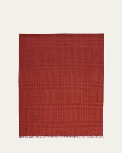 Cesare Attolini Men's Cashmere Tonal Check Scarf In Red