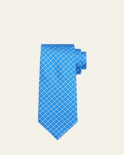 Cesare Attolini Men's Circle-print Silk Tie In Blue