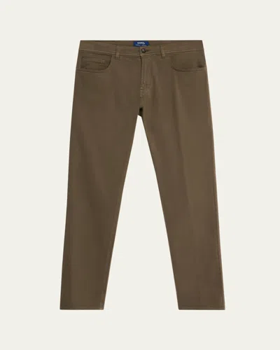 Cesare Attolini Men's Cotton And Cashmere Slim Five-pocket Pants In Green