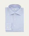 Cesare Attolini Men's Cotton And Linen Multi-stripe Sport Shirt In Blue