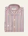 Cesare Attolini Men's Cotton And Linen Multi-stripe Sport Shirt In Blue