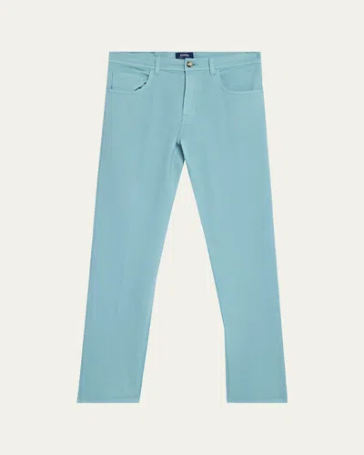 Cesare Attolini Men's Cotton Bull Slim Straight-leg Five-pocket Pants In Blue