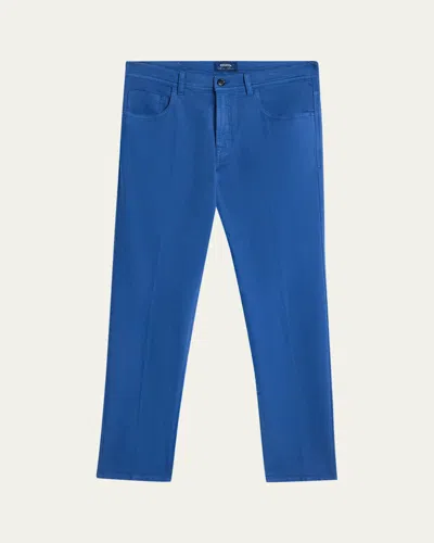 Cesare Attolini Men's Cotton Bull Slim Straight-leg Five-pocket Pants In Blue