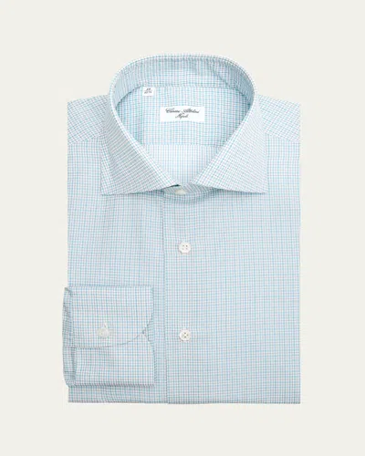 Cesare Attolini Men's Cotton Check Barrel Cuff Dress Shirt In Blue