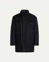 Cesare Attolini Men's Cotton Down Overcoat In Navy