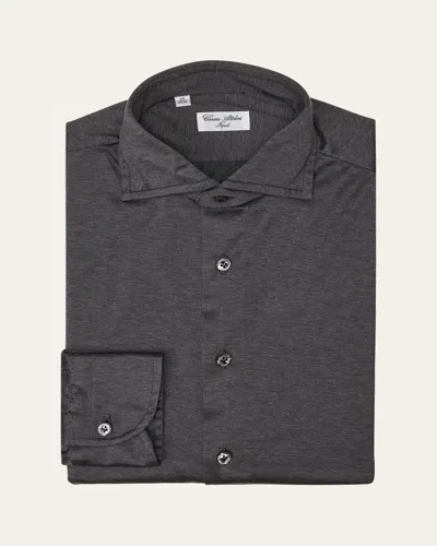 Cesare Attolini Men's Cotton Jersey Sport Shirt In Grey