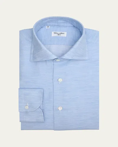 Cesare Attolini Men's Cotton, Linen And Silk Sport Shirt In Blue