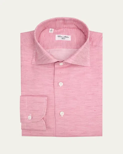 Cesare Attolini Men's Cotton, Linen And Silk Sport Shirt In Red