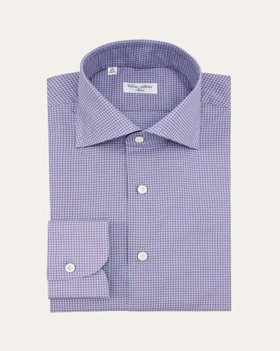 Cesare Attolini Men's Cotton Micro-check Sport Shirt In Blue