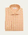 Cesare Attolini Men's Cotton Micro-check Sport Shirt In Yellow