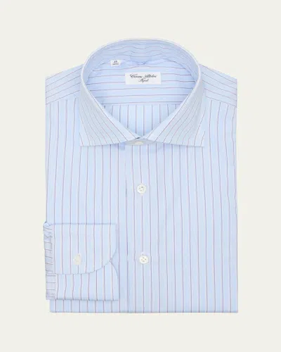 Cesare Attolini Men's Cotton Micro-pinstripe Dress Shirt In Blue
