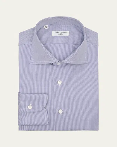 Cesare Attolini Men's Cotton Mini Check Dress Shirt In Blue