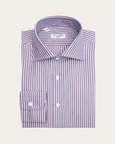 Cesare Attolini Men's Cotton Multi-stripe Barrel Cuff Dress Shirt In Purple