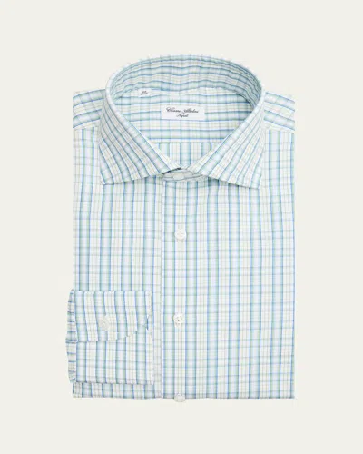 Cesare Attolini Men's Cotton Multi-stripe Barrel Cuff Dress Shirt In Blue