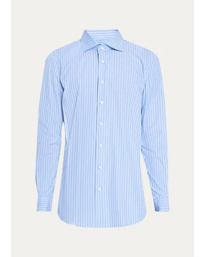 Cesare Attolini Men's Cotton Multi-stripe Classic Fit Sport Shirt In Blue