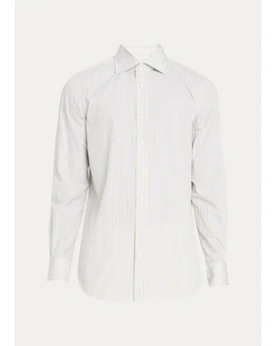 Cesare Attolini Men's Cotton Multi-stripe Classic Fit Sport Shirt In White