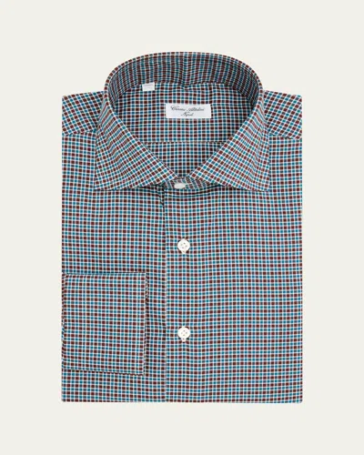 Cesare Attolini Men's Cotton Petite-plaid Sport Shirt In Multi