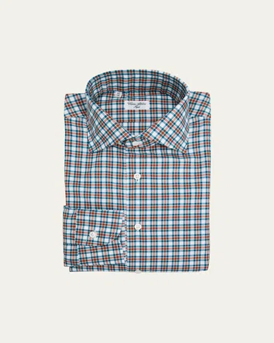 Cesare Attolini Men's Cotton Plaid Button-down Shirt In Blue